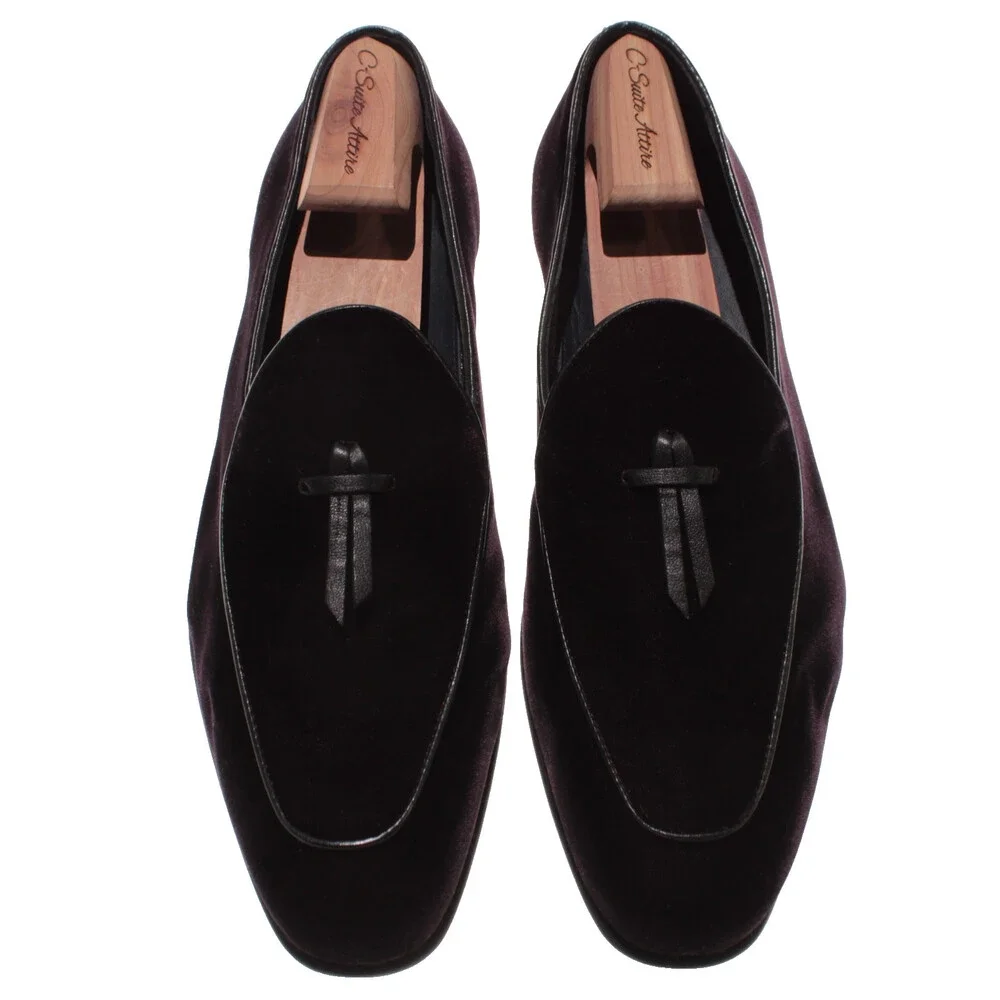 Di Bianco NWB Tasseled Slip On Loafers Size 9 US in Dark Purple Velvet